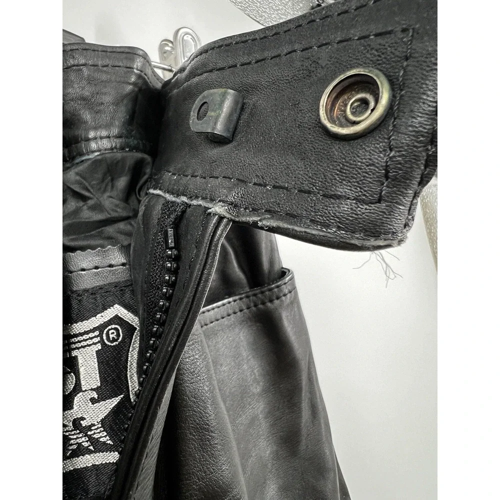 First Genuine Leather Pants Womens Black Smooth Motorcycle Pants Size 28 - Picture 4 of 7